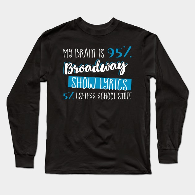 My Brain is 95% Broadway Show Lyrics 5% Useless School Stuff Long Sleeve T-Shirt by celeryprint